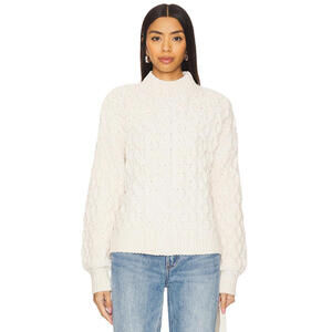 Sanctuary Cable Knit Mock Neck Pullover Sweater light almond size S NWT